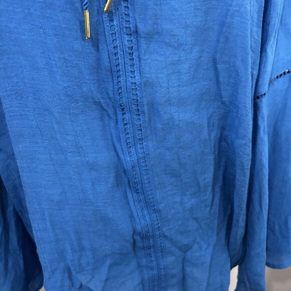 Counterparts Peasant Blouse Size Large Long Blue Bell Sleeve Boho Lightweight - Picture 3 of 13